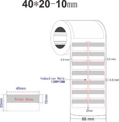 40x20-10mm Cable Adhesive Label 1mil White Gloss Transparent Water Resistant Polyester Label